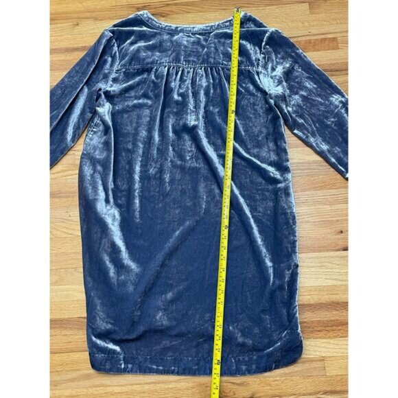 Anthropologie Melody Women's Dress Shift Mini Velvet Split Neck Boho M Blue - Picture 9 of 9